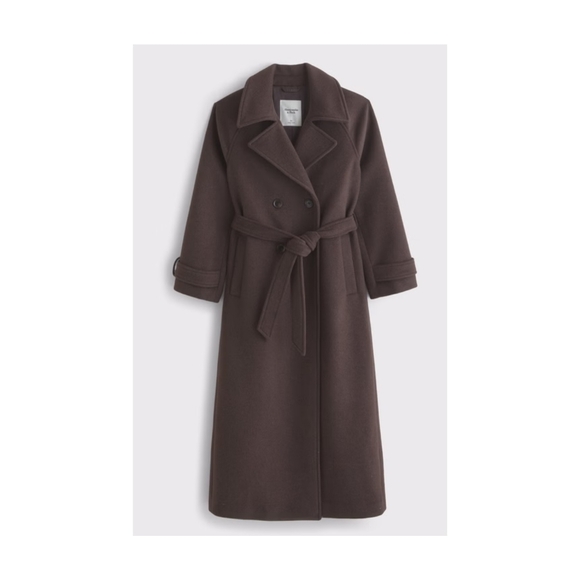 Abercrombie & Fitch Carrie Wool-Blend Trench Coat In Chocolate Brown - Picture 4 of 4